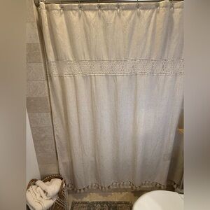 Target Cream Linen-Style Shower Curtain with Lace Band
